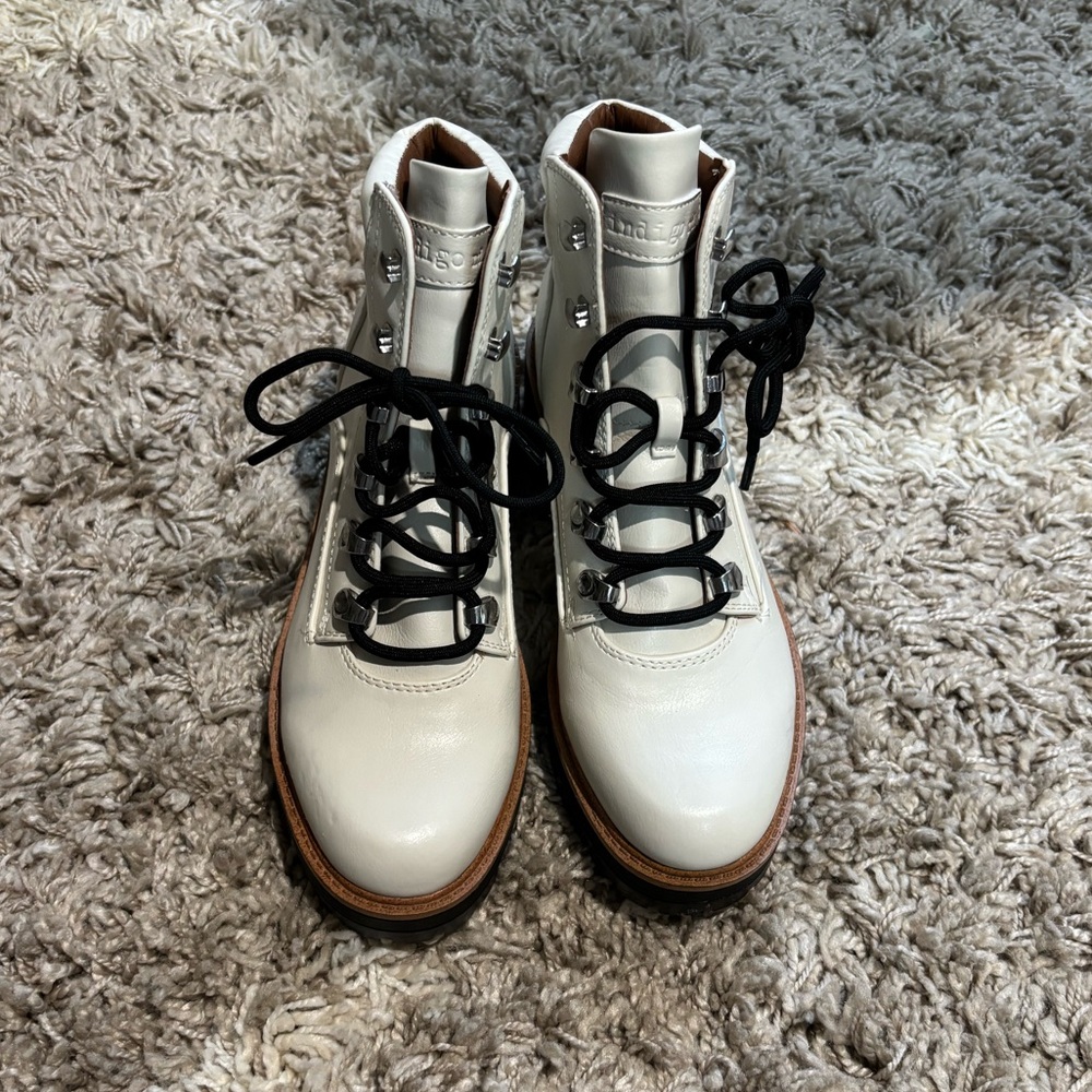 Indigo Rd Ivory Lace up Combat Boots - Picture 6 of 9